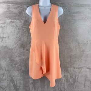 Alice + Olivia Sleeveless V-Neck Dress Womens Size 4 Peach Ruffle‎ Hem
